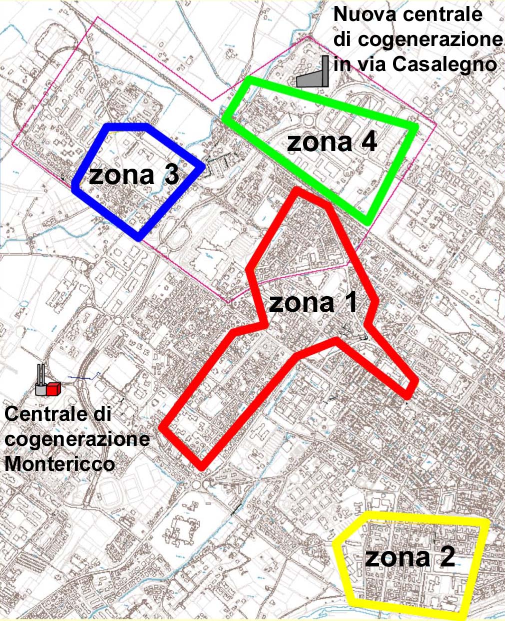 Mappa sviluppo rete teleriscaldamento 2009